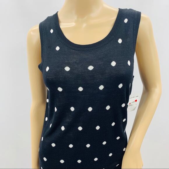 Halogen Black White Polka Dot Sweater Vest - Picture 4 of 8